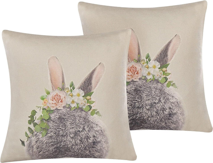 Dekokissen 2er Set Hasenmotiv mehrfarbig 45 x 45 cm Baumwolle/Polyester Fatsia