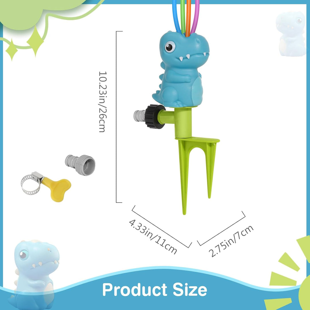 MoKo Wassersprinkler für Kinder, Dinosaurier Outdoor Wasserspielzeug, Schwimmbad Spielzeug mit 4 Fle