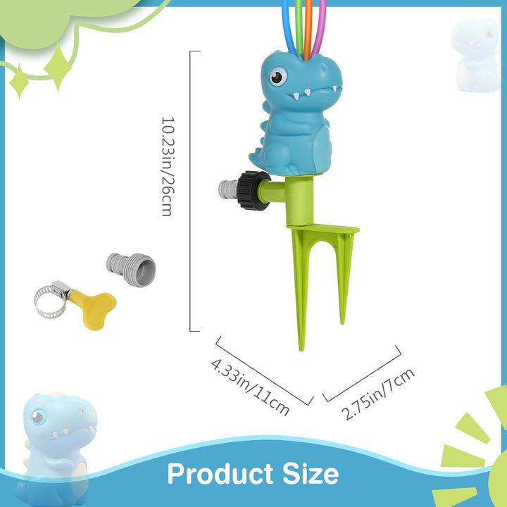 MoKo Wassersprinkler für Kinder, Dinosaurier Outdoor Wasserspielzeug, Schwimmbad Spielzeug mit 4 Fle