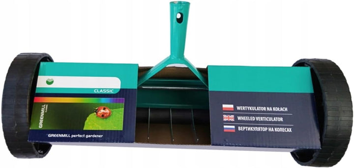 Vertikutierer Manuell Mit Rädern Rasenlüfter Garten Kultivator Jäten Rasen 34cm