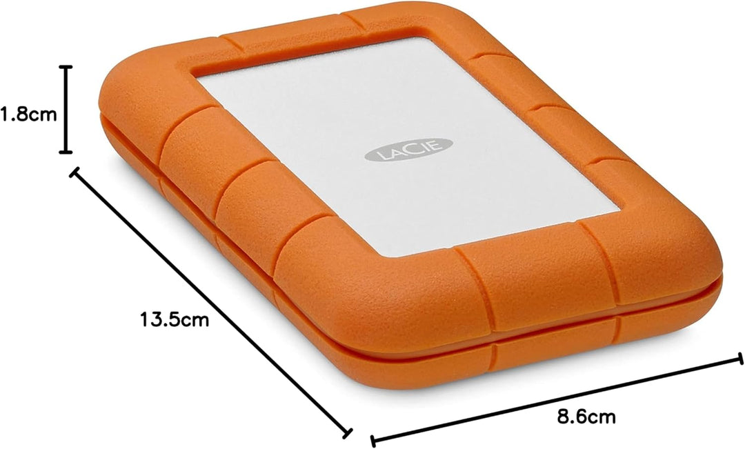 LaCie Rugged Secure 2TB tragbare externe Festplatte, 2.5 Zoll, PC & Mac, inkl. USB-C w/o USB-A Kabel