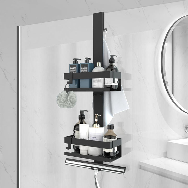 UUlioyer Duschablage zum Hängen, Duschregal aus Edelstahl SUS304 ohne Bohrer für Rahmenlos Glastür,