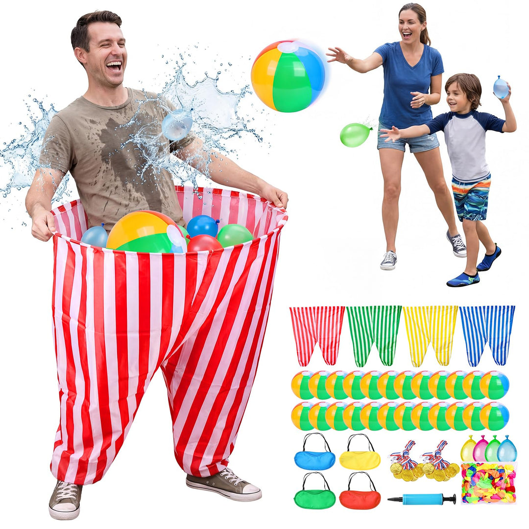 CWLAKON 145Pcs Granny Pants Gartenspiel 4er-Pack mit 24 Bällen, übergrosse Riesenhose Outdoor-Spiel
