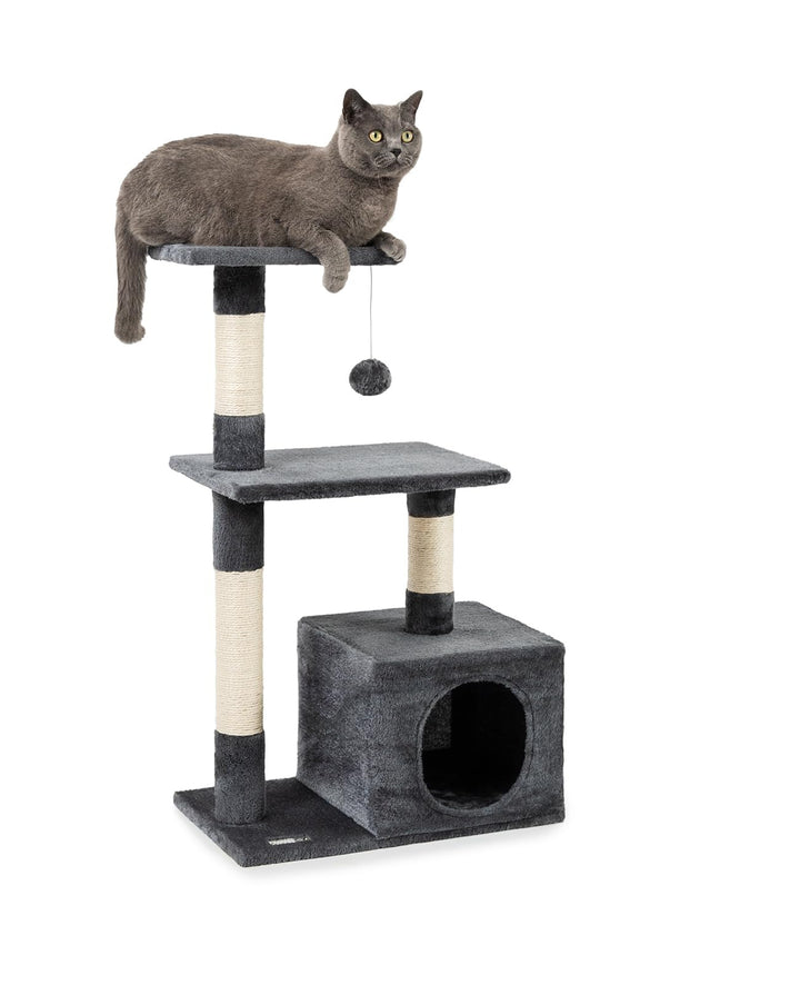 lionto Kratzbaum Kletterbaum Katzenkratzbaum Katzenbaum Höhe 85 cm, dunkelgrau, Dunkelgrau