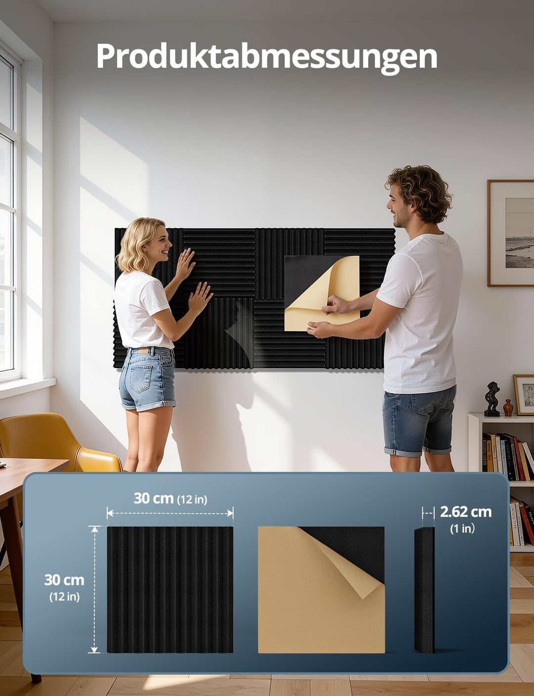 Kuchoow Schallschutz Akustikschaumstoff Wand mit Dämmung Schweres Vinyl, 8 Stück Selbstklebend Akust