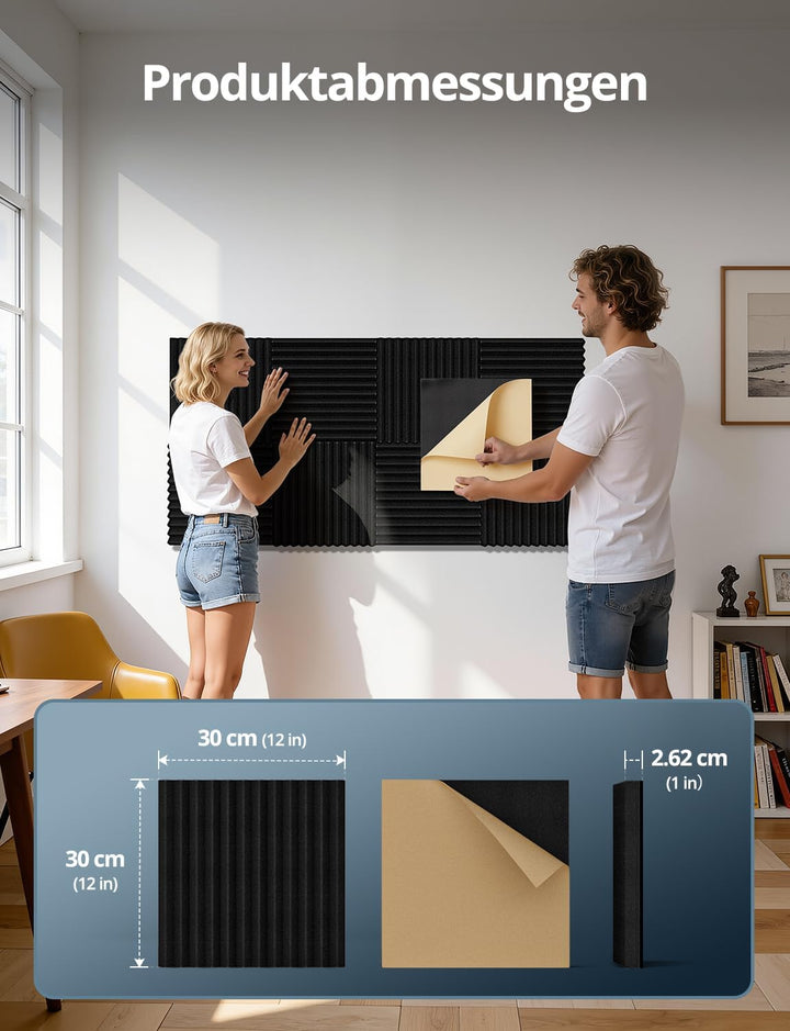 Kuchoow Schallschutz Akustikschaumstoff Wand mit Dämmung Schweres Vinyl, 8 Stück Selbstklebend Akust