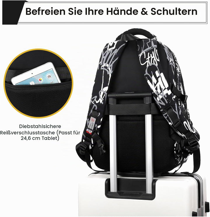 Amythe Schulrucksack Jungen Rucksack Teenager – Wasserdichter Lässiger Daypack Gross Schulranzen, Mi