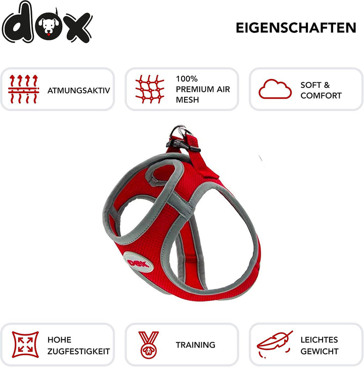 DDOXX Reflektierendes Airmesh Step-In Hundegeschirr - Verstellbare Brust Welpengeschirr für alle Grö