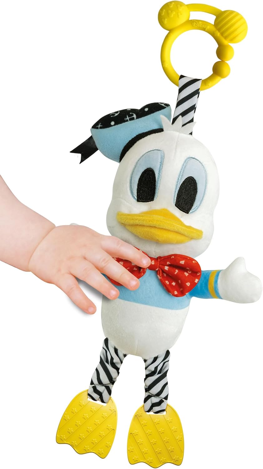 Clementoni Disney Baby Donald - Erste Aktivitäten Plüsch, Interaktives Kuscheltier mit Rassel, Quiet