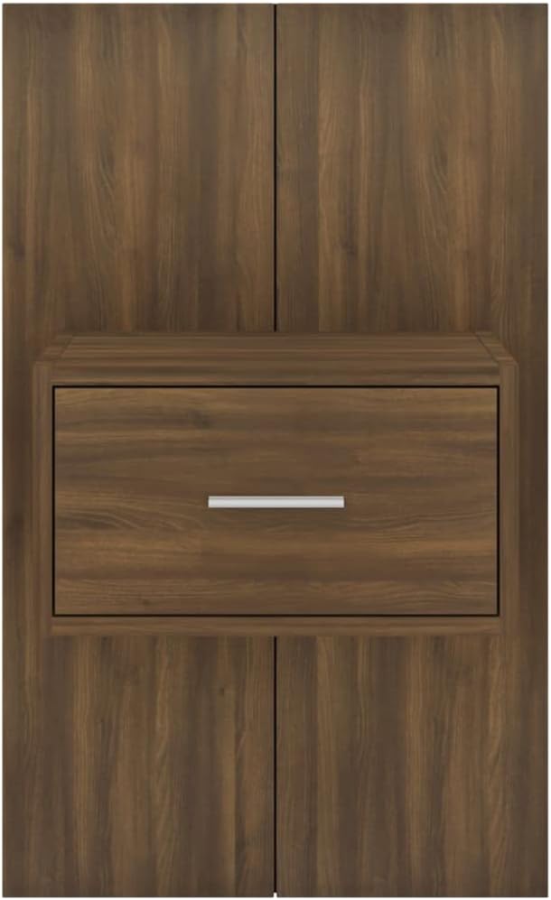 WIFESE Wand-Nachttisch Braun Eichen-Optik Holzwerkstoff 48,5x32,5x80 cm Nachtschrank Nachtkästchen B