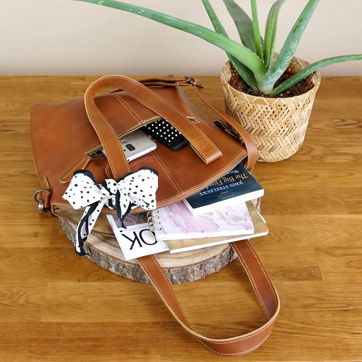 LECONI Shopper Schultertasche Damen Handtasche Ledertasche Natur Henkeltasche aus Leder Damentasche