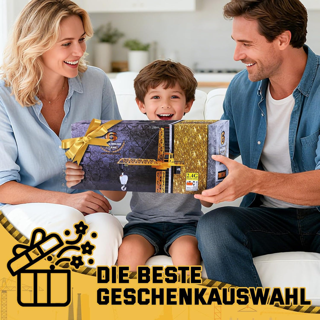 JONRRYIN Ferngesteuerte Turmkran, 128 cm hohe 2,4 Hz Turmdrehkran, 6 Kanäle Tower Crane Elektrisch,