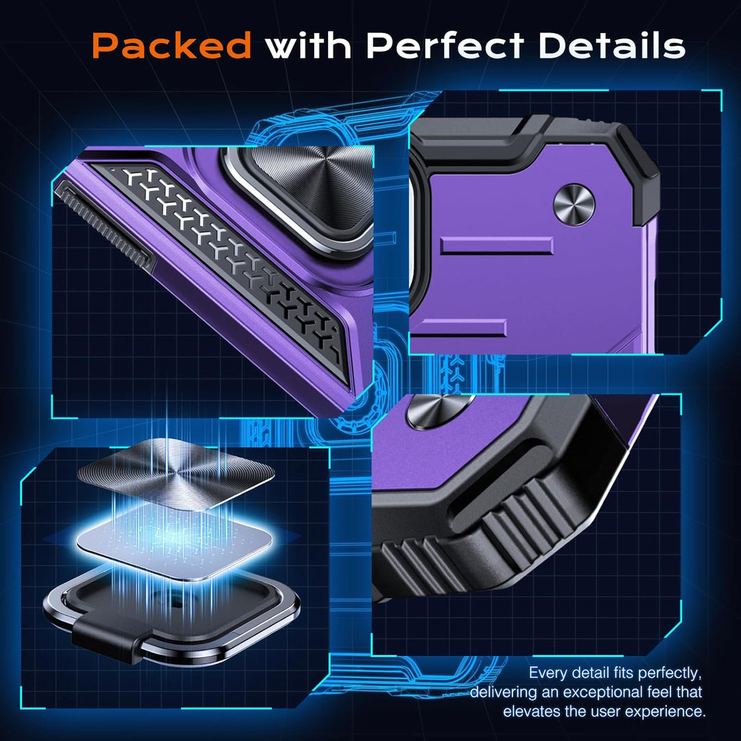 Anqrp Armor Handyhülle für iPhone 12/12 Pro Hülle mit Ring Halter Ständer, [Fallschutz in Militärqua