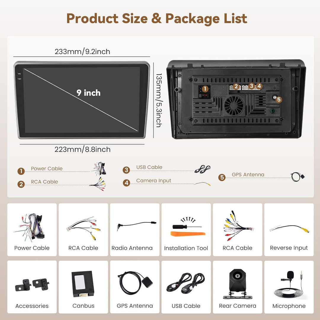 Hikity Android 15 4+128G Autoradio für Peugeot 407 2004-2011 mit 9 Zoll Incell Touchscreen, Autoradi