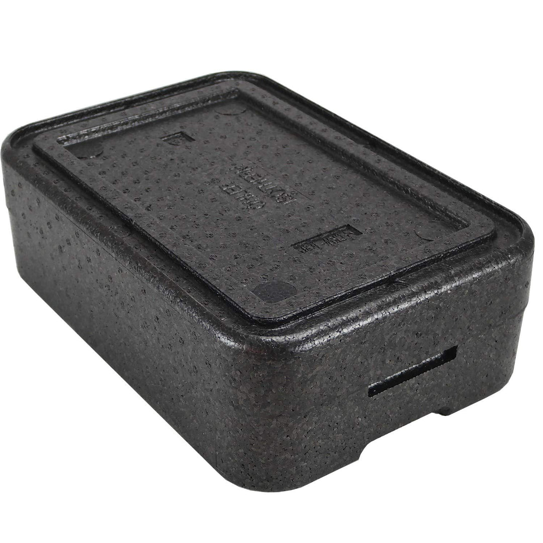 4x PIT4 Thermobox für 4 Menüschalen | wiederverwendbar | Styropor anthrazit MENÜBOX-Transportbehälte