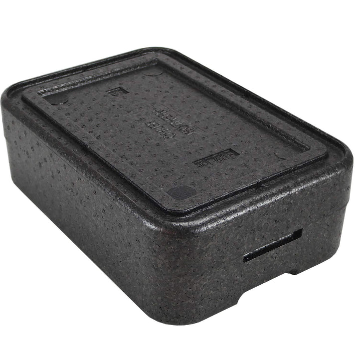 4x PIT4 Thermobox für 4 Menüschalen | wiederverwendbar | Styropor anthrazit MENÜBOX-Transportbehälte