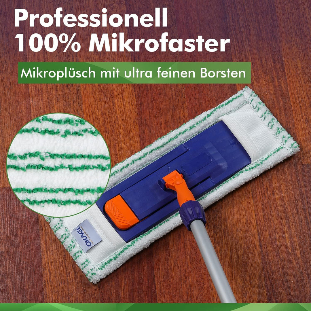 Okaei 10 Stück Wischmopp Bezug (50 cm) - Premium Bodenwischer-Wischbezug aus 100% Microfaser - Bezug