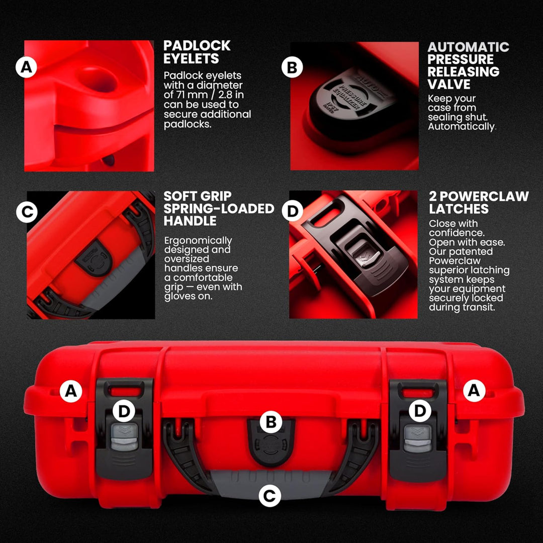 Nanuk 910 Wasserdichter Hartschalenkoffer Mit Plüschschaumeinlage - Rot Rot Cubed Foam, Rot Cubed Fo