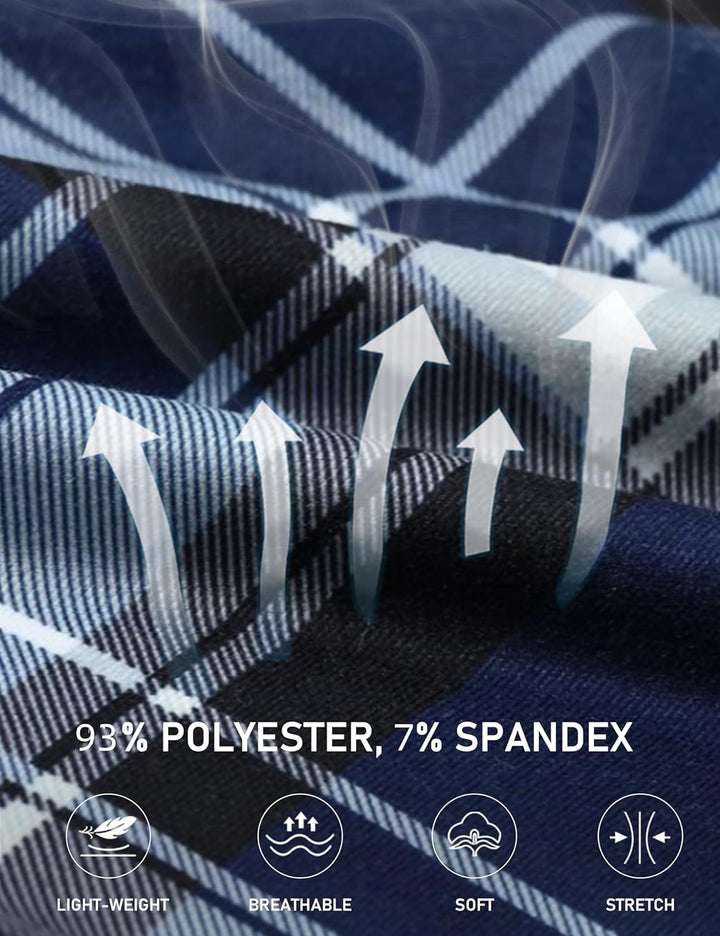 MoFiz Herren Schlafanzughose Baumwolle und Polyester Pyjamahose Lange Karierte Freizeithose Loungeho