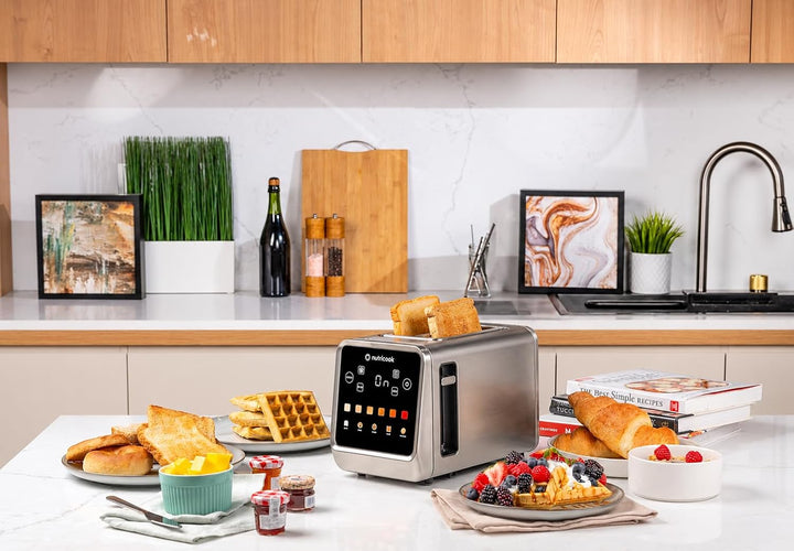 Nutricook Toastie Toaster 2 Scheiben mit Brötchenaufsatz Digital Edelstahl, 2