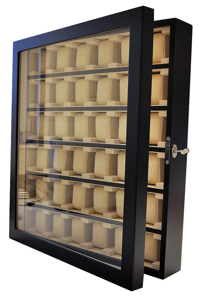 Meyer & Söhne Orig Uhrenvitrine Tischvitrine für 36 Uhren schwarz