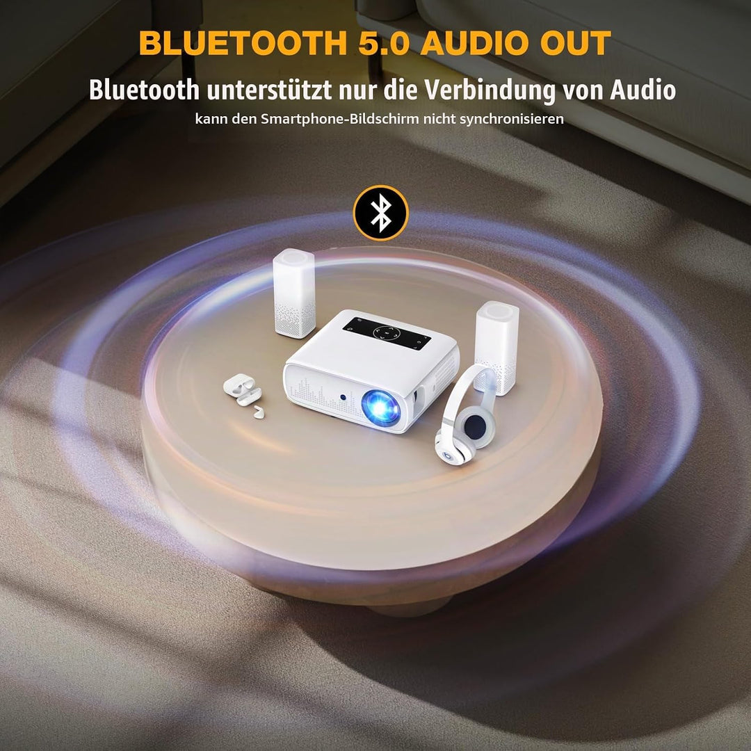 5G WiFi Beamer- 12000 Lux Native 1080P Beamer Full HD Heimkino Video Beamer 4K, Bluetooth Beamer WLA