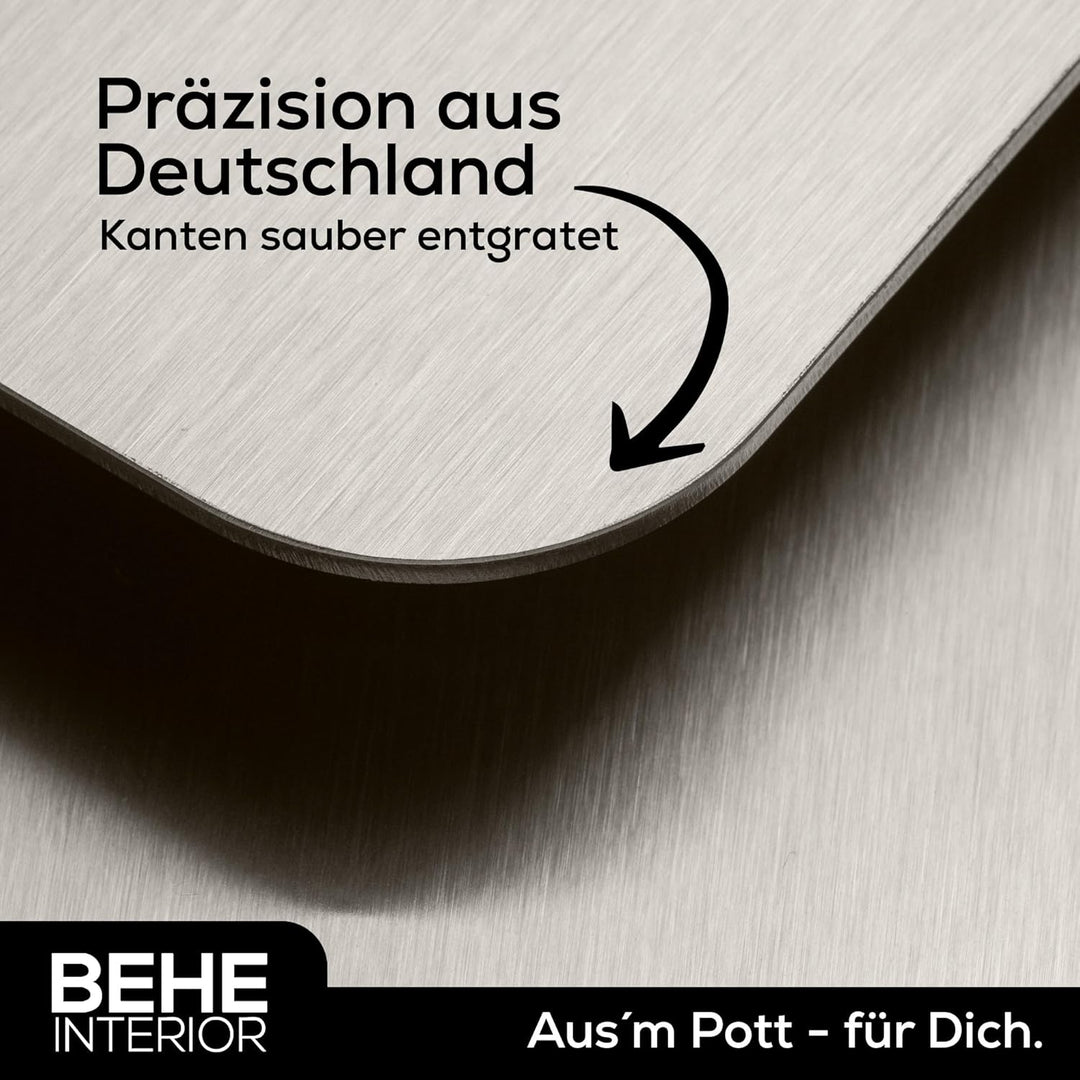 BEHE - Edelstahl Arbeitsplatte [versch. Grössen], Rutschfestes Knetbrett für Teig zum Backen, Küchen