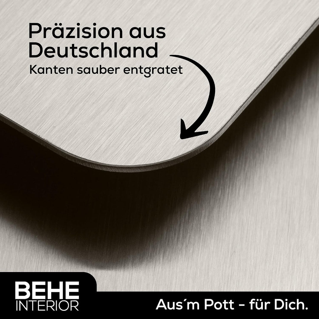 BEHE - Edelstahl Arbeitsplatte [versch. Grössen], Rutschfestes Knetbrett für Teig zum Backen, Küchen