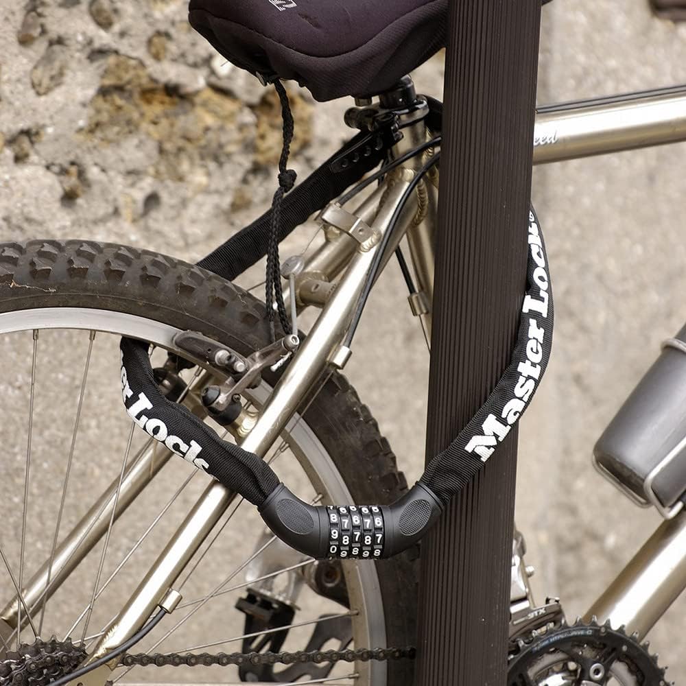 MASTER LOCK Fahrradschloss Stahlkettenglied [mit Zahlen] [90 cm Kette] 8392EURDPRO - Ideal für Fahrr