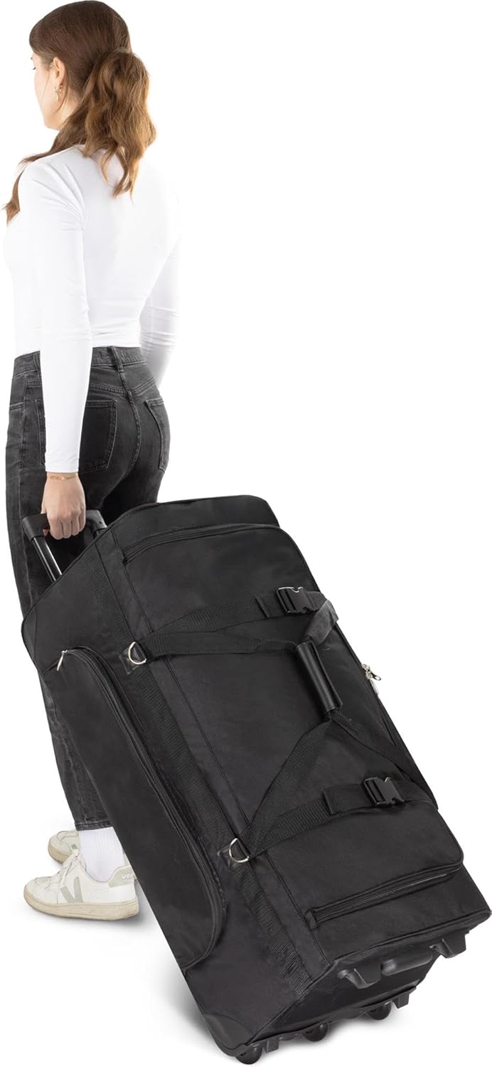 normani Jumbo Reisetasche XXL Trolly mit Rollen aus robustem Material Farbe Schwarz / 120 Liter Schw
