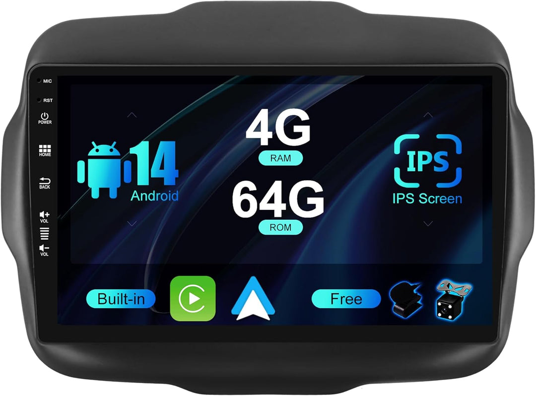 SXAUTO Android 12 IPS Autoradio für Jeep Renegade (2015-2018) - Eingebaut Carplay/Android Auto/DSP -