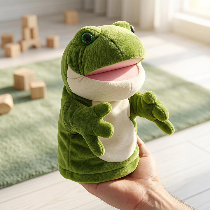 lilizzhoumax Frosch Kuscheltier, Simuliertes Tier Frosch Handpuppe aus Plüsch, Kawaii Niedliches Rol