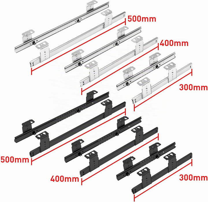 FIX&amp;EASY Tastaturauszug mit Tastaturablage 800X300mm schwarz matt Dekor, Auszugschienen schwarz 300m