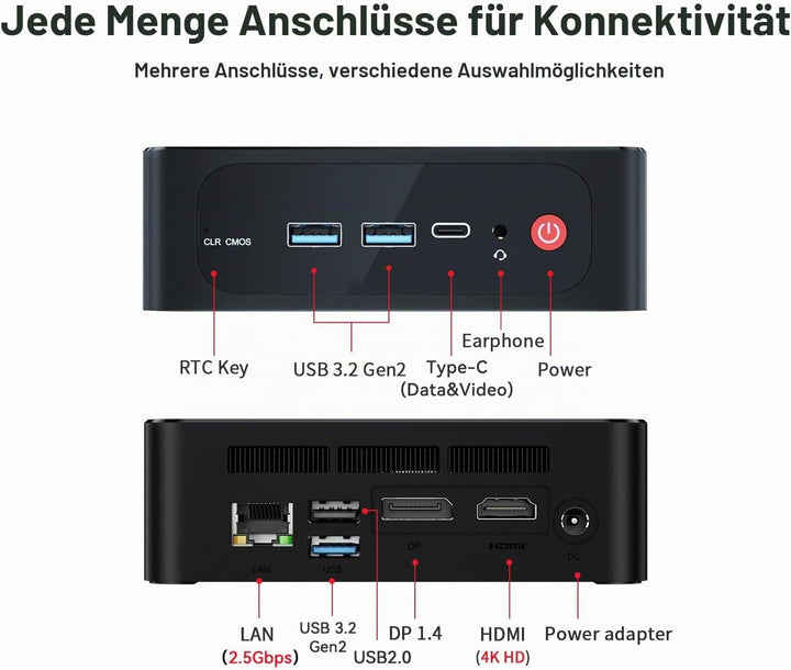 Beelink SER5 Mini PC, AMD Ryzen 5 5500U(6C/12T) bis zu 4.0GHz, Mini Computer 32GB DDR4 RAM 500GB NVM