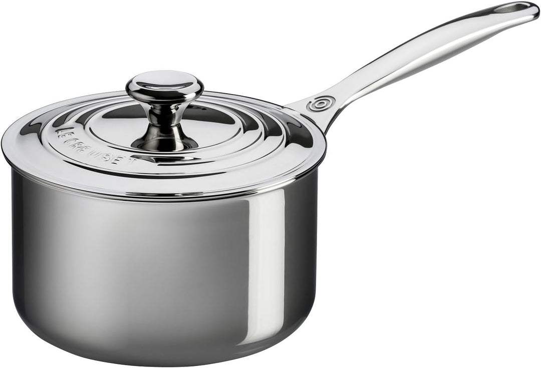 Le Creuset Signature Sossentopf mit Deckel und Hilfsgriff, Rostfreier 3-ply Edelstahl, Ø 16 cm, 1.9