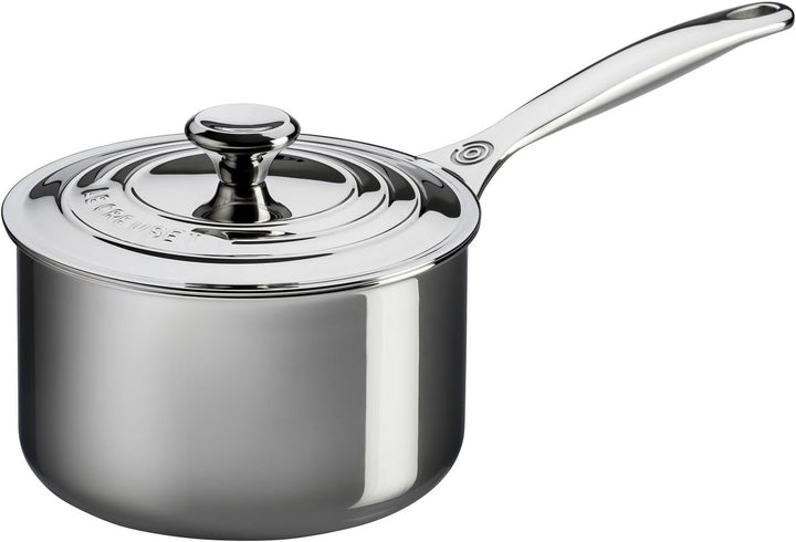 Le Creuset Signature Sossentopf mit Deckel und Hilfsgriff, Rostfreier 3-ply Edelstahl, Ø 16 cm, 1.9