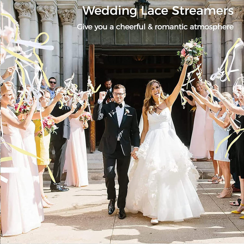 Wedding Wands,50 Stück Stäbe mit 100 Gross Glöckchen und 150 Hochzeitsbändern,Seidenfeenstab,Gastges