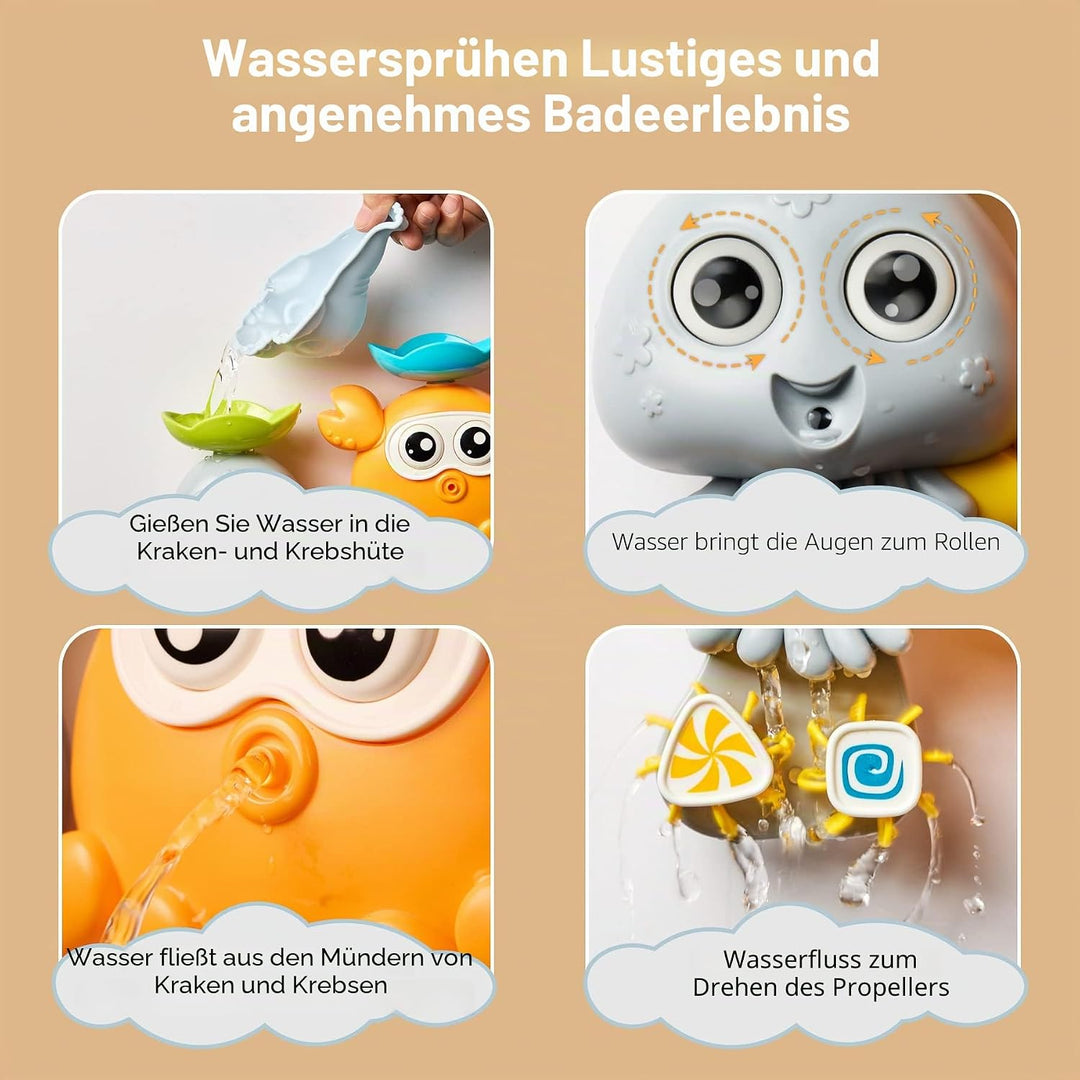 OR OR TU Badewannenspielzeug Badespielzeug Baby, Wasserspielzeug Kinder Saugnapf Spielzeug Baby Murm