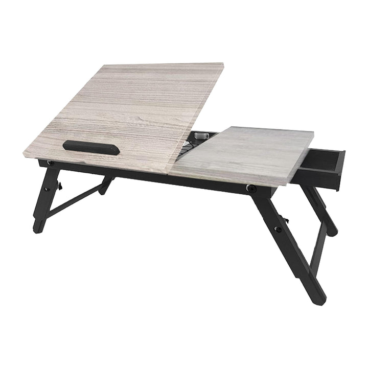 Relaxdays Laptoptisch für Bett & Couch, klappbarer Betttisch, Bambus, höhenverstellbar, Betttablett,