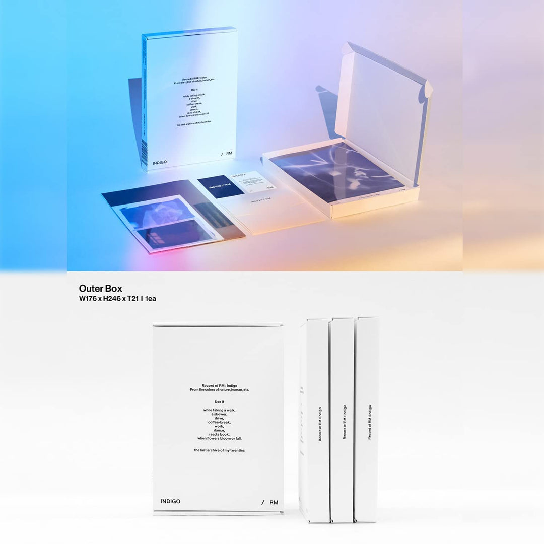RM of BTS - [Indigo] (Book Edition) Outer Box + Book + CD + Postcard + Photocard + Fabric Card + Ins