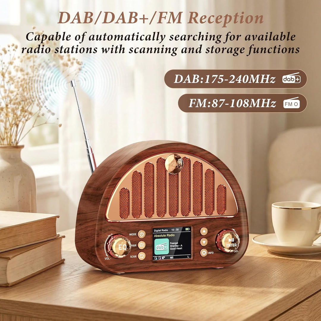 Mesqool Tragbares DAB+/UKW Radio, Retro Radio mit Bluetooth 5.0, Nostalgie Radio Klein mit 3000mAh A