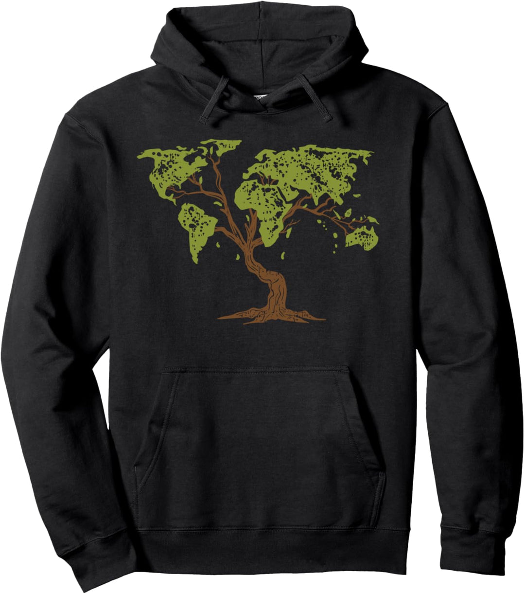 Baum Weltkarte Pullover Hoodie