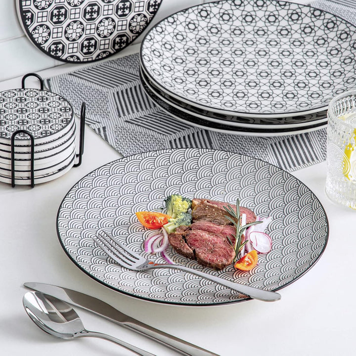 vancasso Haruka Porzellan Speiseteller, 4-teilig Teller Set, Ø 27 cm Grosse Flachteller 4-teilig Spe