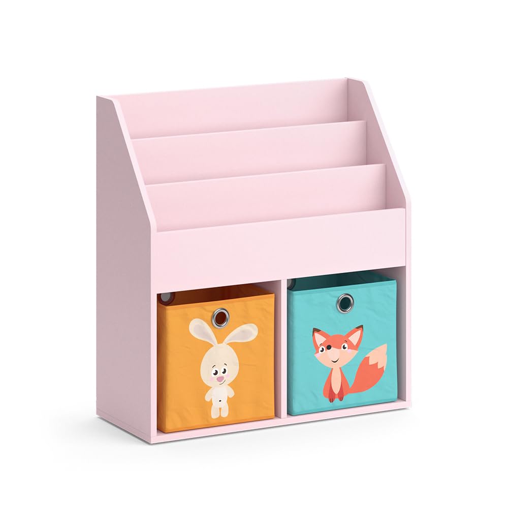 Vicco Kinderregal Rosa Luigi mit 2 Faltboxen (Fuchs, Hase) - 72x79x31 cm hergestellt aus Spanplatte