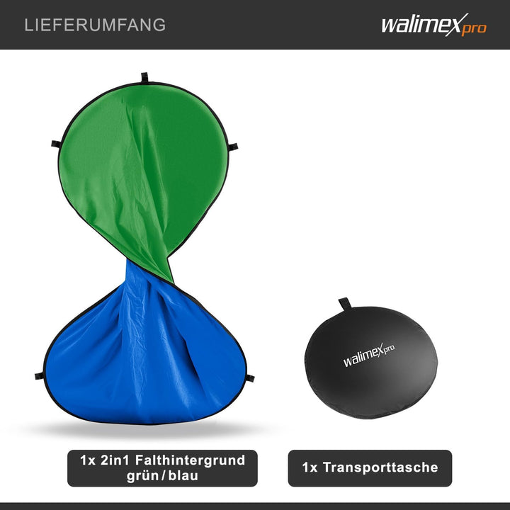 Walimex pro pro Falthintergrund (150 x 210 cm) grün/blau 20731 150x210cm grün/blau, 150x210cm grün/b