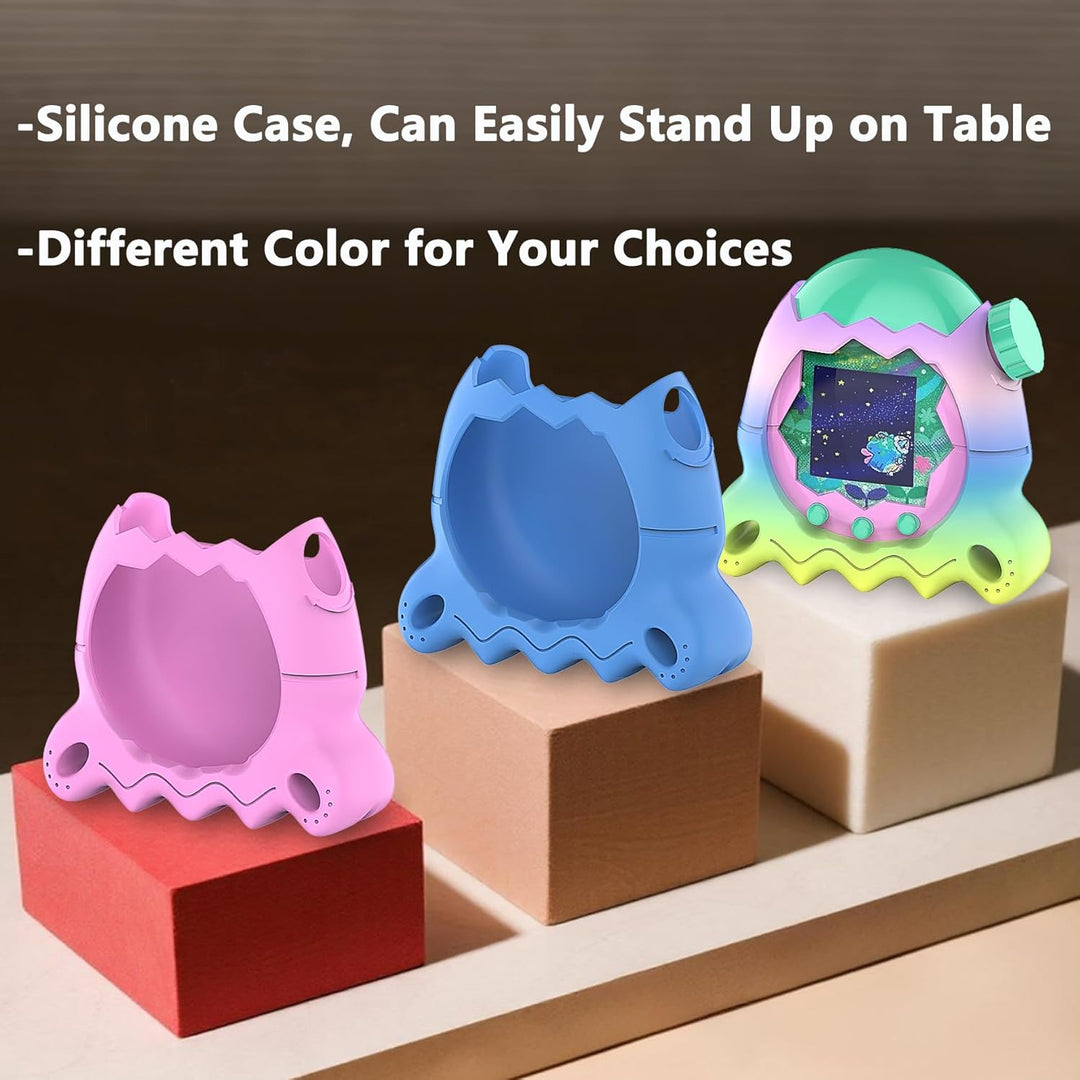 BCWGION Silikonhülle kompatibel mit Tamagotchi Paradise, mit TPU Softscreen Schutzfolie und Fingerba
