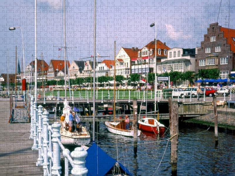 CALVENDO Puzzle Kaiserbrücke mit Ortsansicht Travemünde 1000 Teile Lege-Grösse 64 x 48 cm Foto-Puzzl