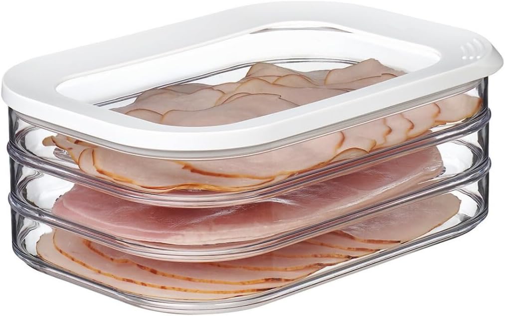 Mepal | Vorratsbehälter Wurstwaren Modula 3-lagig | Kühlschrank - Vorratsbox mit Deckel | Geeignet z