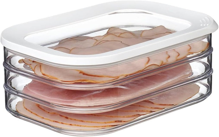 Mepal | Vorratsbehälter Wurstwaren Modula 3-lagig | Kühlschrank - Vorratsbox mit Deckel | Geeignet z
