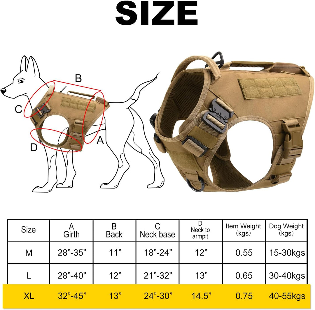 AIWAI Taktisches Hundegeschirr für mittlere und grosse Rassen, Molle-Panels Metallschnalle, Weste mi
